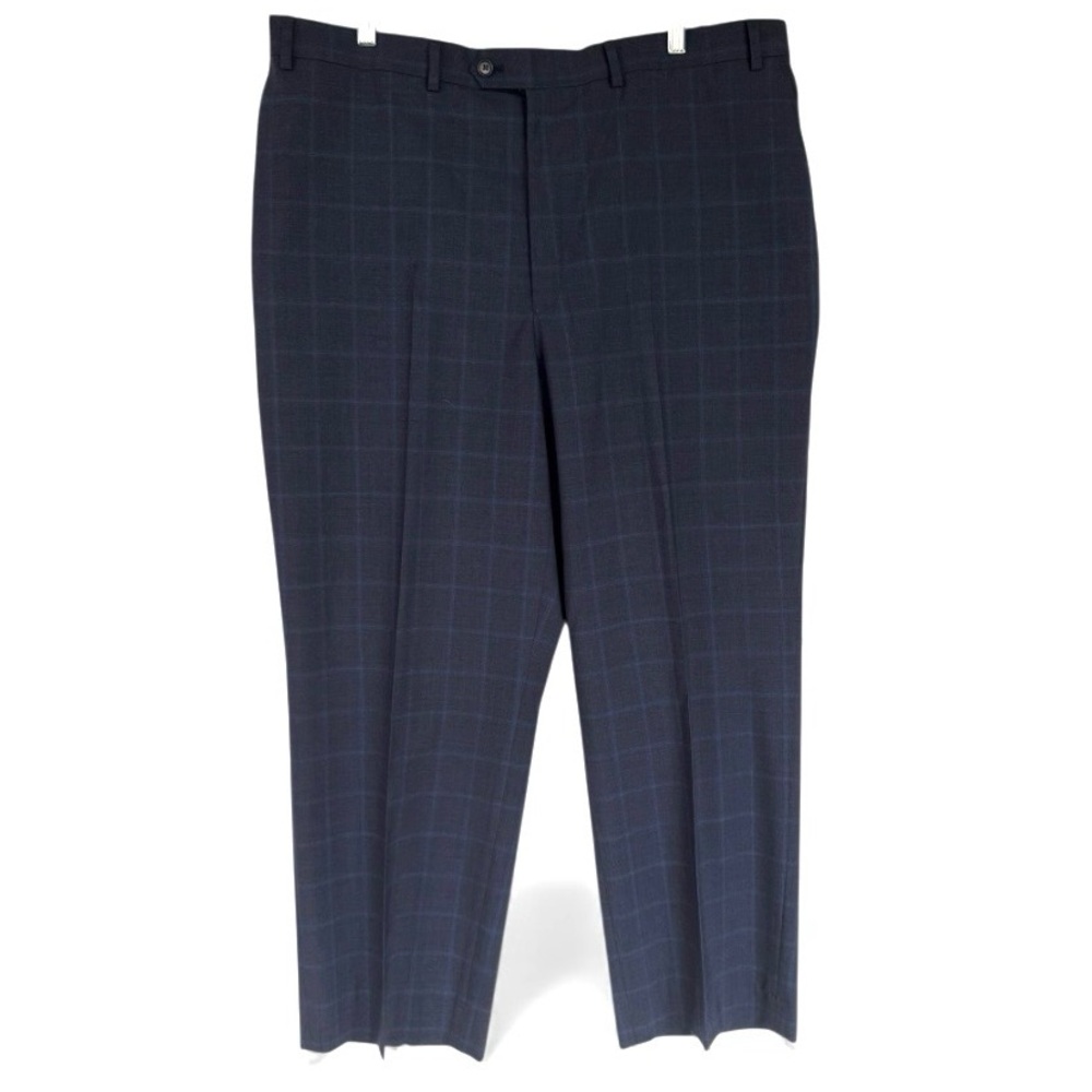 Ralph Lauren Men's Blue Window Pane All Wool  Plaid Dress Pants 40